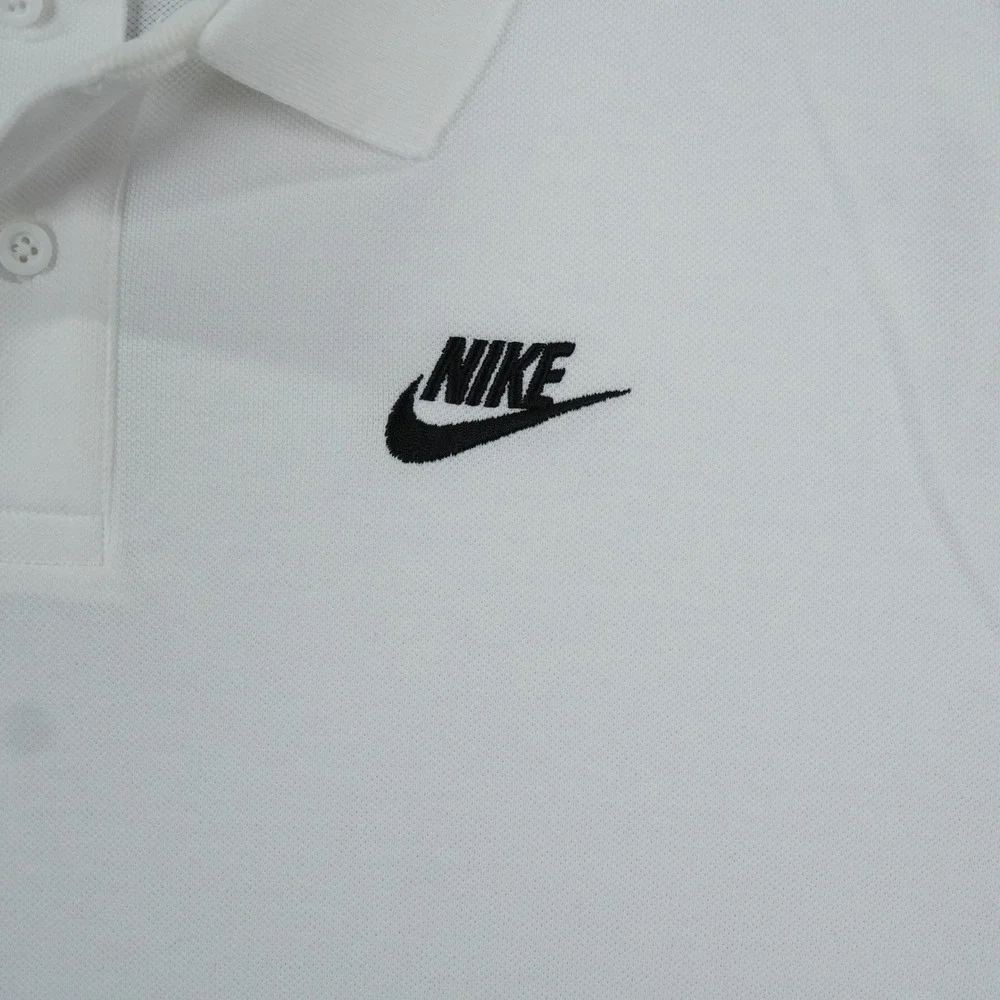 Nike Sportswear Cotton Polo Mens XXL White Embroidered Logo Streetwear Casual